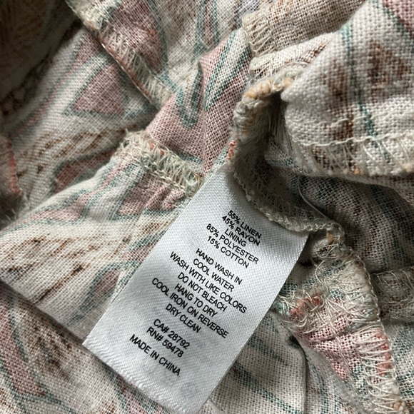 House of Harlow Midi Leaf Dress tie Shoulder Straps linen Tiered Multicolor XS - Picture 6 of 6